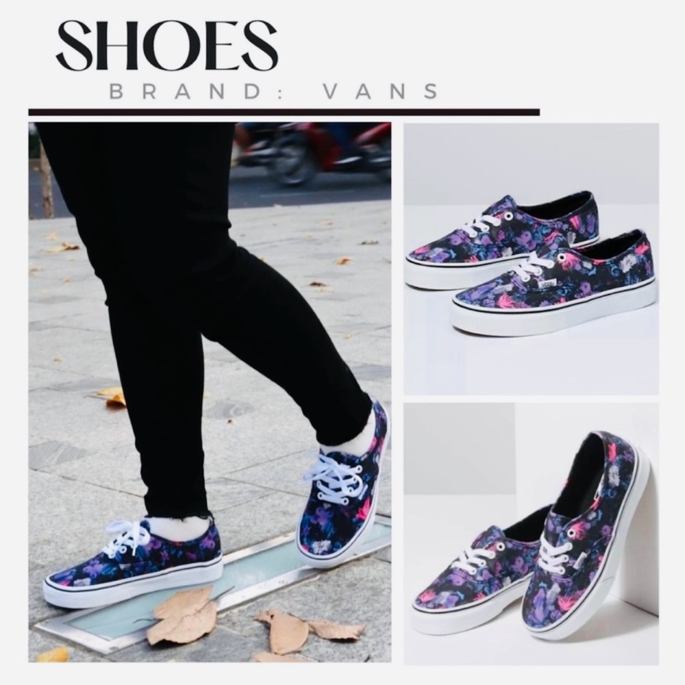 Vans New W / Box Vans Authentic Warped Floral Low Top Lace Up Shoes - Picture 1 of 11
